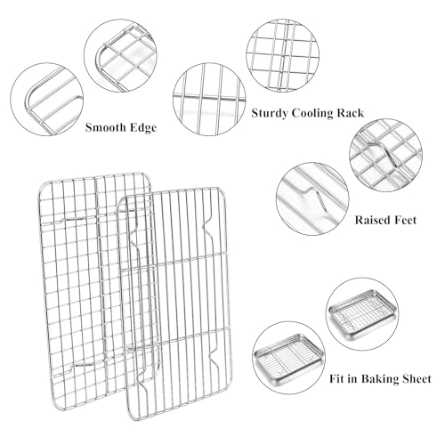 Baking Sheet with Rack Set, Stainless Steel Cookie Sheet with Cooling Rack - size: 10 inch