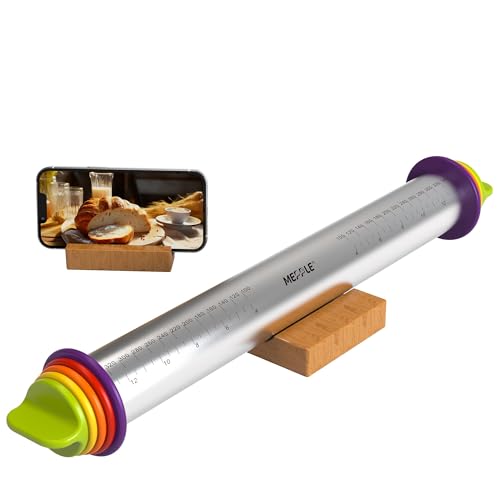 Rolling Pin with Thickness Rings,13.6''Dough Roller&Stand Fit Baking Dough - size: Rolling Pin+Stand