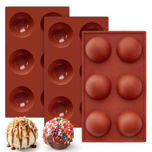 Semi Sphere Silicone Hot Chocolate Bombs Molds, 3Pcs, 6-Cavity - color: 6 Large (3 Pack)