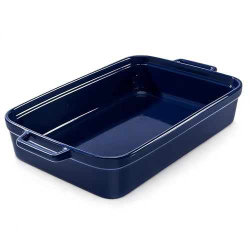 5.5 Quart Casserole Dish,Large Baking Dish Cookware,14.7x10 Inch Deep Lasagna Pan for Oven,Ceramic Bakeware for Baking, Easy to Clean, (Blue) - color: Blue