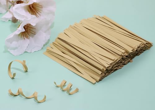 ONLYKXY 500pcs Kraft Paper Twist Ties Plant Ties 4inch Reusable Bread Twist Ties cake pop ties Cable Ties Candy Ties for Bags (Kraft) - color: Kraft