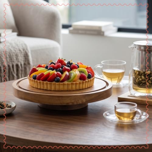 Mela Artisans Lazy Susan Mango Wood Cake Stand - Natural Finish, 12 in - color: Lazy Suzan Design
