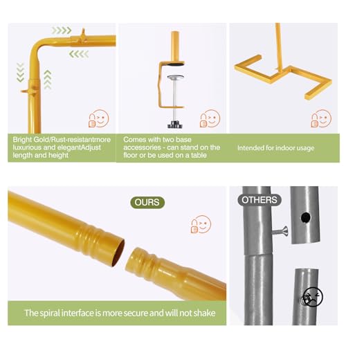 8.2FT x 8FT Square Backdrop Stand Heavy Duty Gold Wedding Arch with Clamps - color: Matte Gold