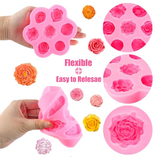 ZiXiang Flower Silicone Mold Peony Rose Flower Fondant Molds - color: Style H