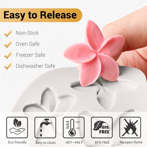 JOERSH Silicone Flower Fondant Molds, 5Pcs - style: Flower