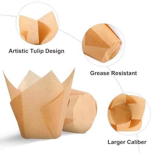 Ruisita 150 Pcs Mini Cupcake Liners Muffin Liners Baking Cups - color: Natural, White, Brown, Black