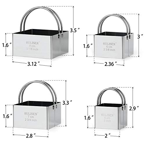 HULISEN Square Biscuit Cutter Set 4-Pc, Cookie Cutters with Handle - style: Square
