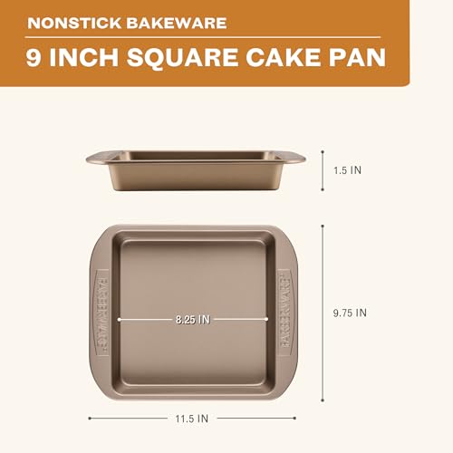 Farberware Nonstick Square Cake Pan 9-Inch, Mocha - color: Mocha