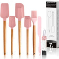 Silicone Spatula Set, 7 Piece Rubber Spatula Heat Resistant Baking Utensils - color: Blush Pink+Box