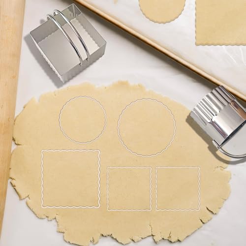 ALLTOP 5 Pieces Biscuit Cutters, Stainless Steel Square Cookie Cutter - style: Square Fluted Edge