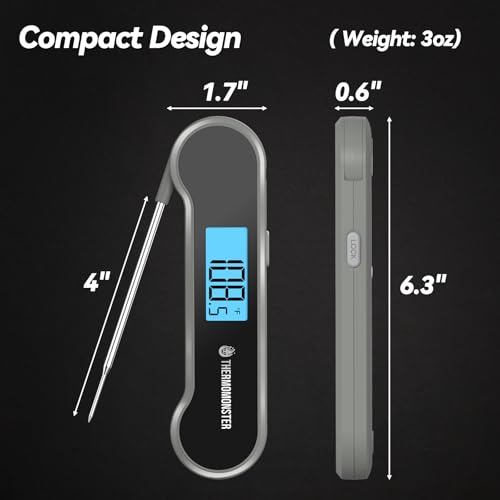 0.5 Sec Instant Read Meat Thermometer Digital for Cooking, Grey - color: Grey