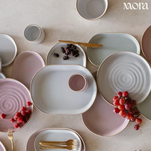 Mora Micro Ramekins Set of 4, 6oz Ceramic Pottery Baking Dishes - Microwave, Oven and Dishwasher Safe - Cloud - color: Cloud, size: Micro