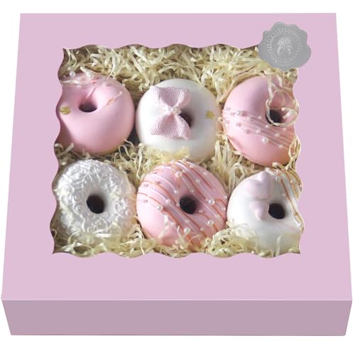 qiqee Auto-pop up Lavender Pie Boxes with Window 10x10x2.5 inch 30Packs Cookie Donut Bakery Box - color: Lavender, size: 10"x10"x2.5"/30 Pcs