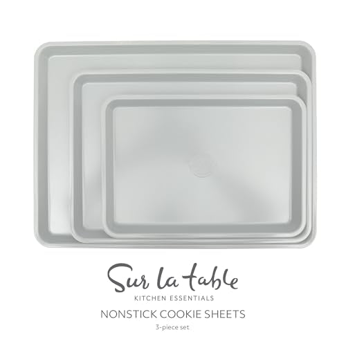 Sur La Table Kitchen Essentials Bake Sale 3-Piece Cookie Sheet Set – Nonstick Carbon Steel Baking Pans (13, 15, 18 Inch) – Grey Easy-Clean Oven Trays for Cookies, Roasting & More - size: Baking Sheet Set (13", 15", 18")