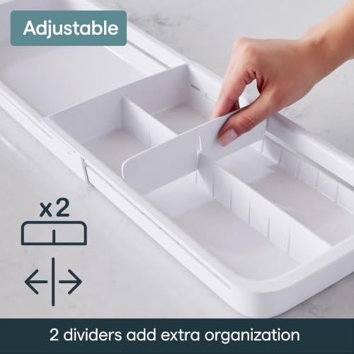 YouCopia DrawerFit Sliding Drawer Tray with Adjustable Dividers, Expandable Kitchen Storage Organizer, Speckled White - style: Tray
