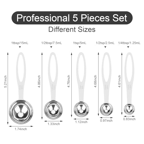 5pcs Measuring Spoon Set, Heavy Duty Stainless Steel - size: 5pcs-steel
