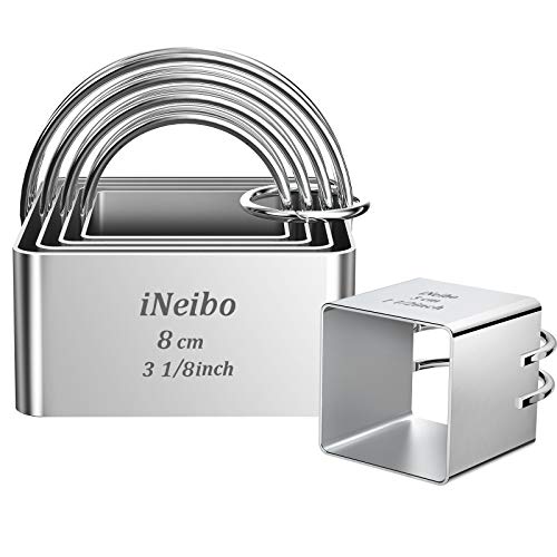 iNeibo Biscuit Cutter Set (5 Pcs/Set), Square Cookies Cutters with Handle, Professional Stainless Steel Pastry Dough Tools Metal Baking Tools Set - style: Square Biscuit Cutter
