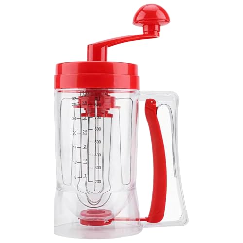 Pancake Mixer Batter Dispenser, Transparent ABS Cupcake Batter Dispenser with Scale, 11.4 x 4.3 Inches Single Hand Operated Pancake Batter Dispenser, Central Spout Design, Baking Tool for Kitchen