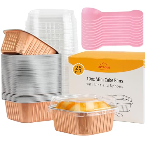 LNYZQUS 10oz Mini Cake Pans with Lids, Small Cinnamon Roll Containers - color: Champagne, size: Square- 10oz