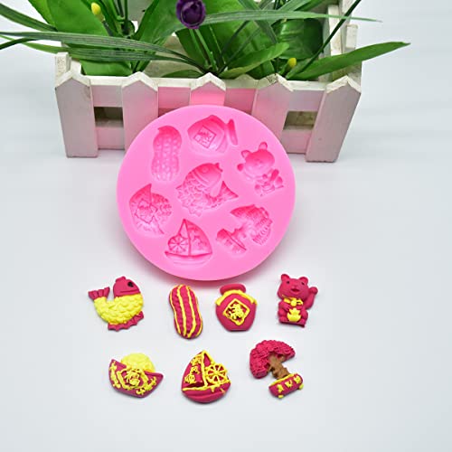 Cestony 2Pcs Chinese New Year series Silicone Molds for DIY Cake Fondant Biscuit Cookies Soap Sugar Pudding Chocolate Hard Candies Dessert Decor