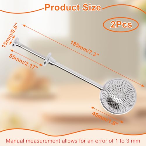2 PCS Flour Sifter for Baking, Stainless Steel Flour Duster for Bread Baking, Powdered Sugar Shaker Duster Sifter, Spring-operated Handle Powder Sugar Shaker Dusters for Flours Tea, Full-hole - size: Full-hole