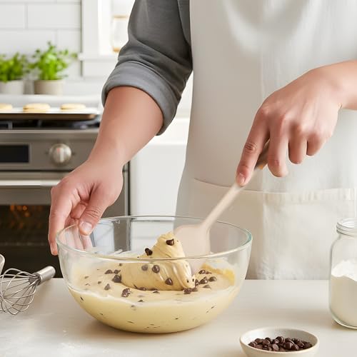 Large Silicone Rubber Spatula Scrapers 14" with Long Wood Handle, 2 Pack - color: Khaki