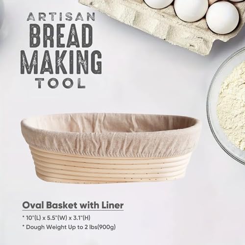 Boxed Sourdough Starter Feeding Jar Kit with Oval Proofing Basket and Bread Making Tools Bread Making Accessories - size: Oval
