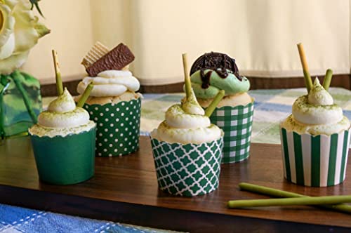 Paper Baking Cups (Polka Dots), Greaseproof Disposable Cupcake Liners (Green, Large Cups (50-Pack)) - color: Green