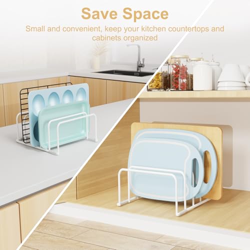 Cutting Board Organizer Storage, Baking Sheet Rack under Cabinet - color: 2pc, White