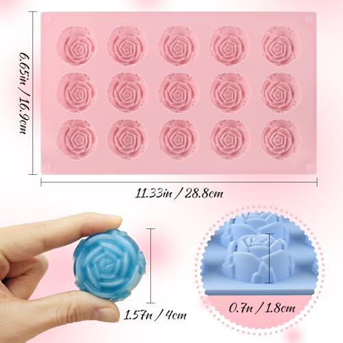 Rose Molds for Chocolate, 2 Pack Small Rose Flower Silicone Molds 30-Cavity - color: 2 Pcs Rose Flower Silicone Molds