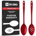 DI ORO Silicone Cooking Spoons - Solid & Slotted Set, 2-Pc Red - color: Red