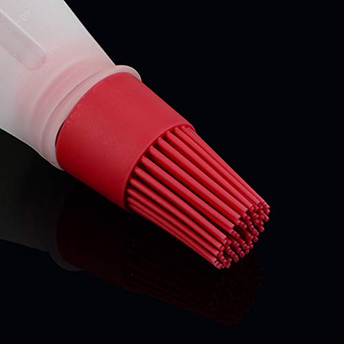 AKOAK 1 Pack Environmentally Friendly Silicone Flat-Bottomed Barbecue Oil Bottle Brush, Pastry Brush, Kitchen Baking and Barbecue Cooking Tools (Red) - color: Red