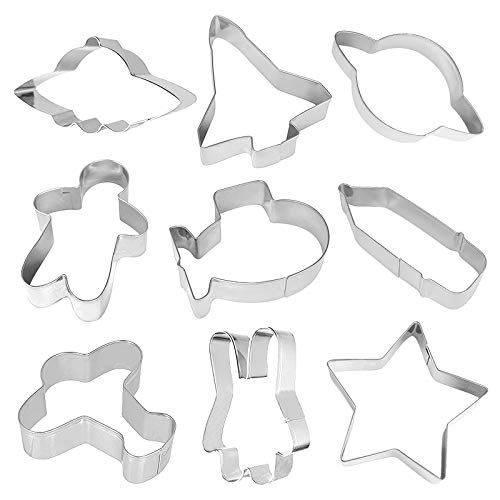 HENGYID Animal Cookie Cutter Set - 9 PCS Stainless Steel Shaped Cookie Candy Food Cutters Molds for DIY, Kitchen, Baking, Cake, Holiday Celebration, Kids Animal Themed Birthday Party (Space) - color: Space