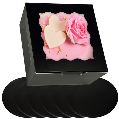 Bakepacker 36pcs 6"x6"x5" Black Cake Boxes with Cake Boards - color: Black, size: 18Sets,6"x6"x5"