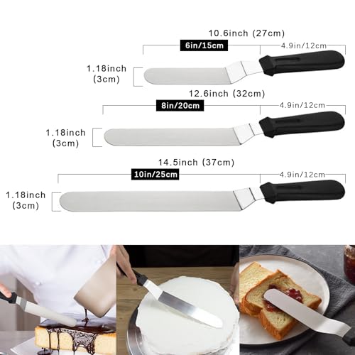 Offset Icing Spatula Set for Cake Decorating, Stainless Steel