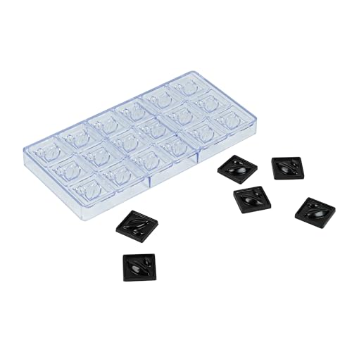 Restaurantware-Pastry Tek 10.8 x 5.3 Inch Chocolate Shaping Mold, 1 Freezable Candy Mold - 18 Cavities, Cocoa Bean-Shaped, Clear Polycarbonate, For Chocolate, Dishwashable, Easy To Release - size: 1 Count | 10.8 x 5.3 Inch, style: Cocoa Bean
