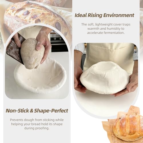 6 Pack Proofing Basket Covers Liners fit 8/9/10in Round - size: 9inch Round