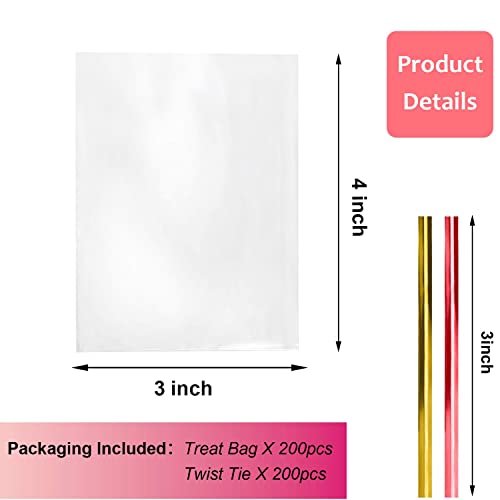 Morepack Cellophane Treat Bags 3x4 Inch 200 Pcs - size: 3x4 Inch (Pack of 200)