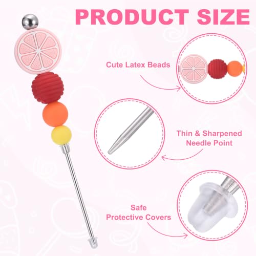uxcell Cookie Scribe Tool Stainless Steel Icing Pin Lemon Beaded Pink - color: Pink