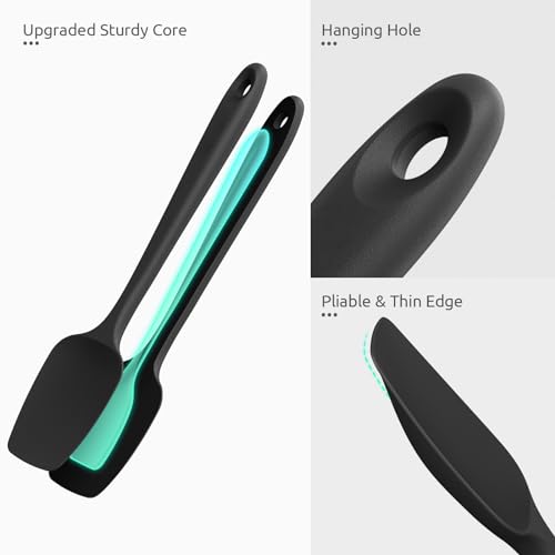 U-Taste Silicone Spoon Spatula Set of 3, 600°F High Heat Resistant, Black - color: Black