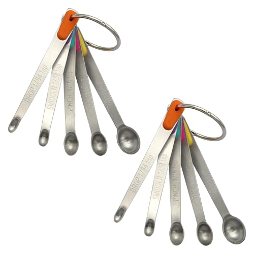 2Pack Small Measuring Spoon Set with Multi-Color Silicone Grip - color: Mix-color