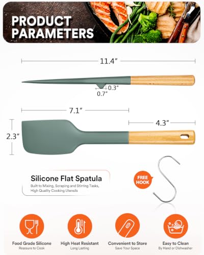 Badiano Silicone Heavy-Duty Spatula, Rubber Scraper for Nonstick Cookwares - color: Forest Green
