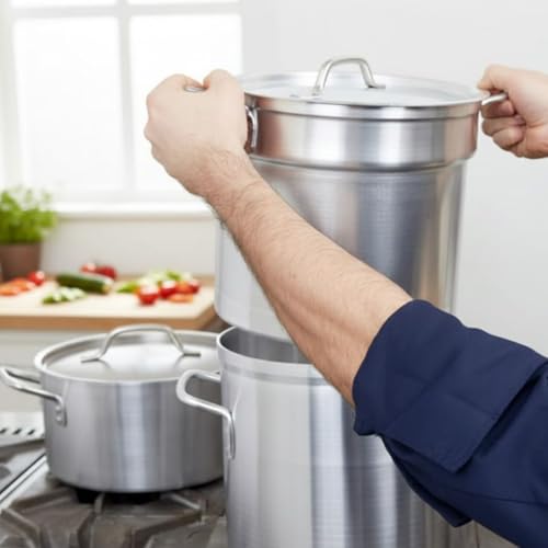 Soro Essentials- 16 Qt. Aluminum Double Boiler Pot with Lid- Steam Melting Stock Pot for Butter Chocolate Cheese Caramel Fondue Candy Dessert and Sauces - size: 16 Quarts