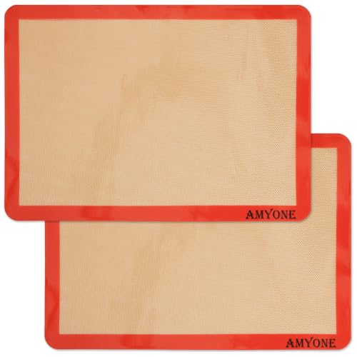 AMYONE Silicone Baking Mats, 11.6 x 16.5 Inch Half Sheet Pan Liners, 2 Pack - size: 16.6"L x 11.6"W