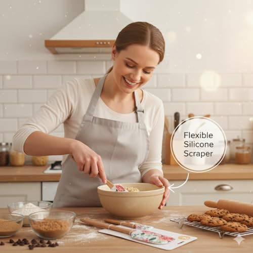 2PCS Silicone Spatula Set, Heat Resistant Baking Spatulas Food Grade Silicone Scraper Spatula for Mixing, Cooking, and Baking, Non-Stick Rubber Jar Spatulas with Hanging Hole Moderately Soft and Firm - color: Peony
