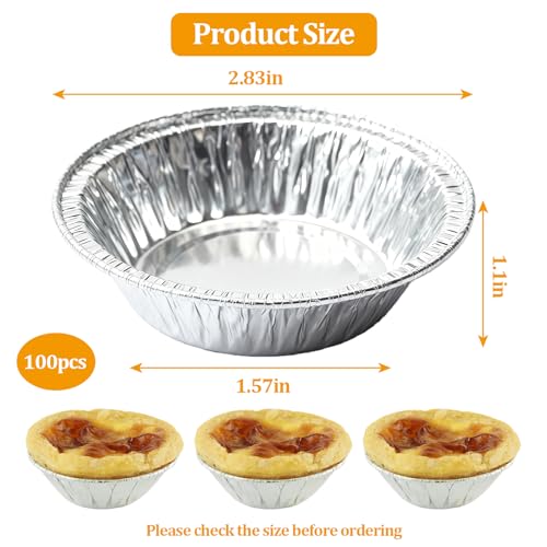 Disposable Aluminum Foil Tart,100 Pack Mini Pie Tins,Pie Pans for Baking Personal Mini Pies,Round Pie Tart Small Tin Foil Pans - style: 100 Pack