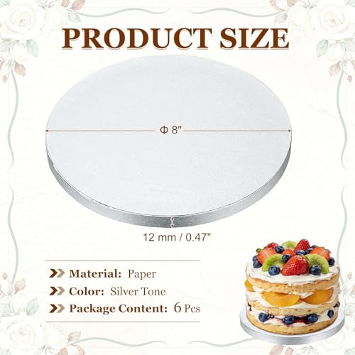 uxcell 6Pcs Cake Boards 8" Round Cake Drums Oil-Proof, Silver Tone - color: Silver Tone, size: 8 Inch