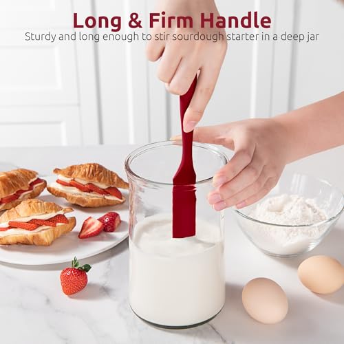 U-Taste Skinny Silicone Jar Spatula Scraper, 10in Sourdough Stir Stick, Red - color: Red, size: 9.72 in