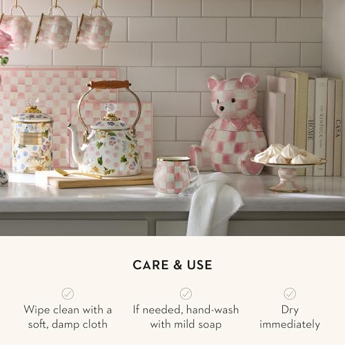 MACKENZIE-CHILDS Pedestal Platter, Mini, Pink-and-White Rosy Check - color: Rosy Check, size: Mini