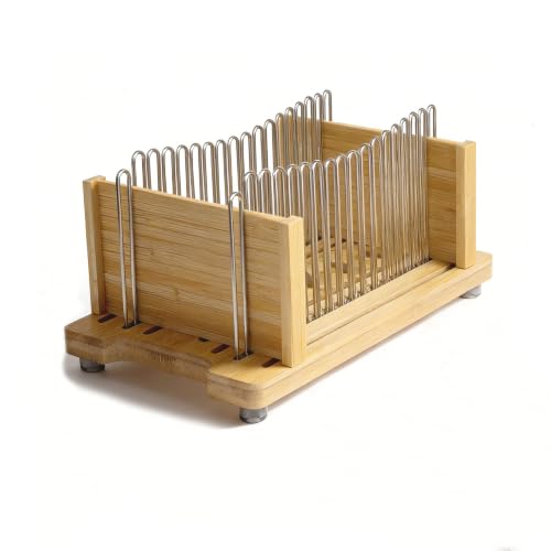 Bamboo bread slicer with stainless steel slide rails（13"L x 8"W） - size: Large